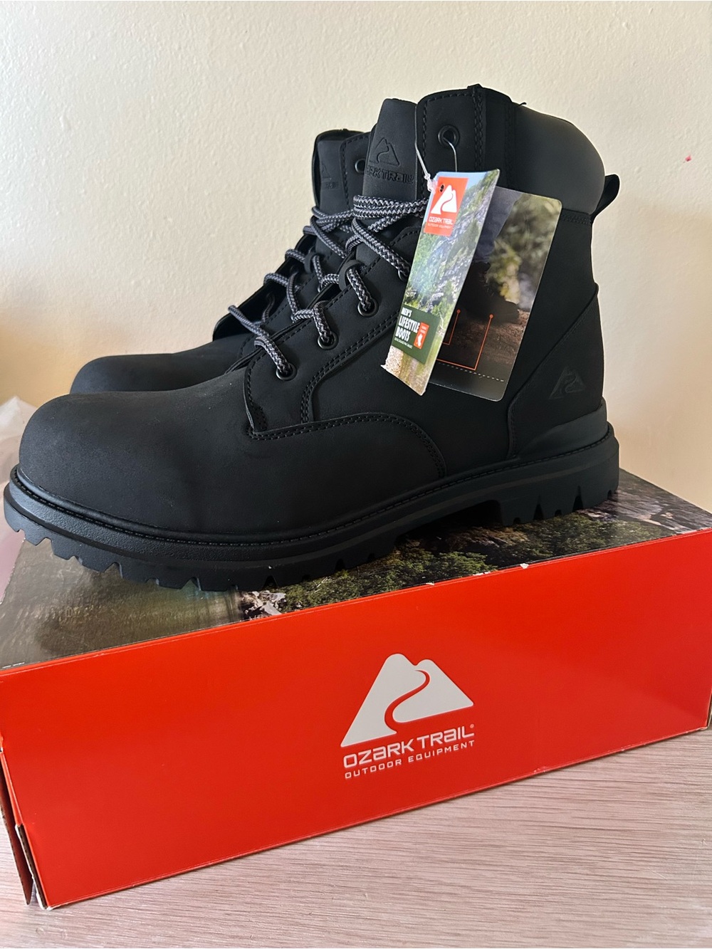 Ozark Trail Men's Black Waterproof Work Boots 13